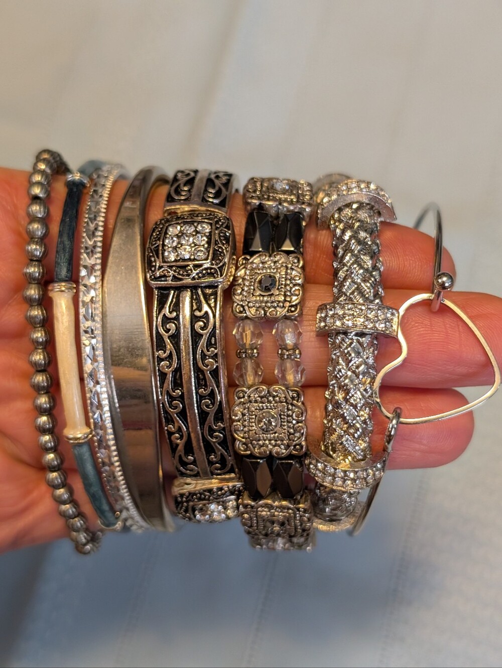 Silver-Tone Crystal & Beaded Bracelet Set - Women's Jewelry